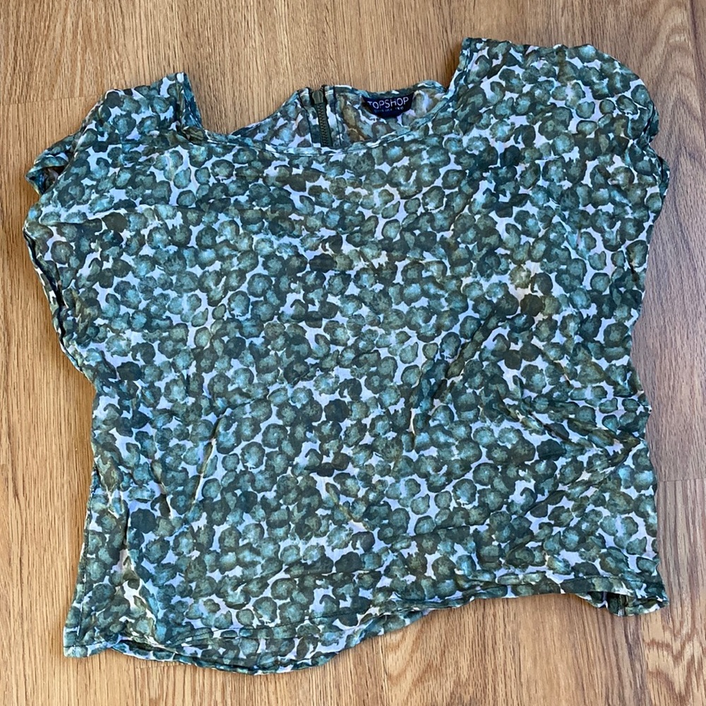 Sheer green patterned shirt
